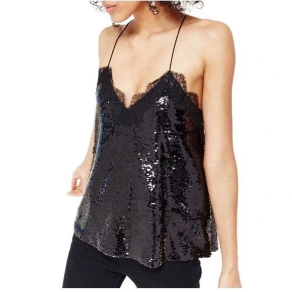 CAMI NYC The racer sequin camisole with lace trim XS - Picture 3 of 6